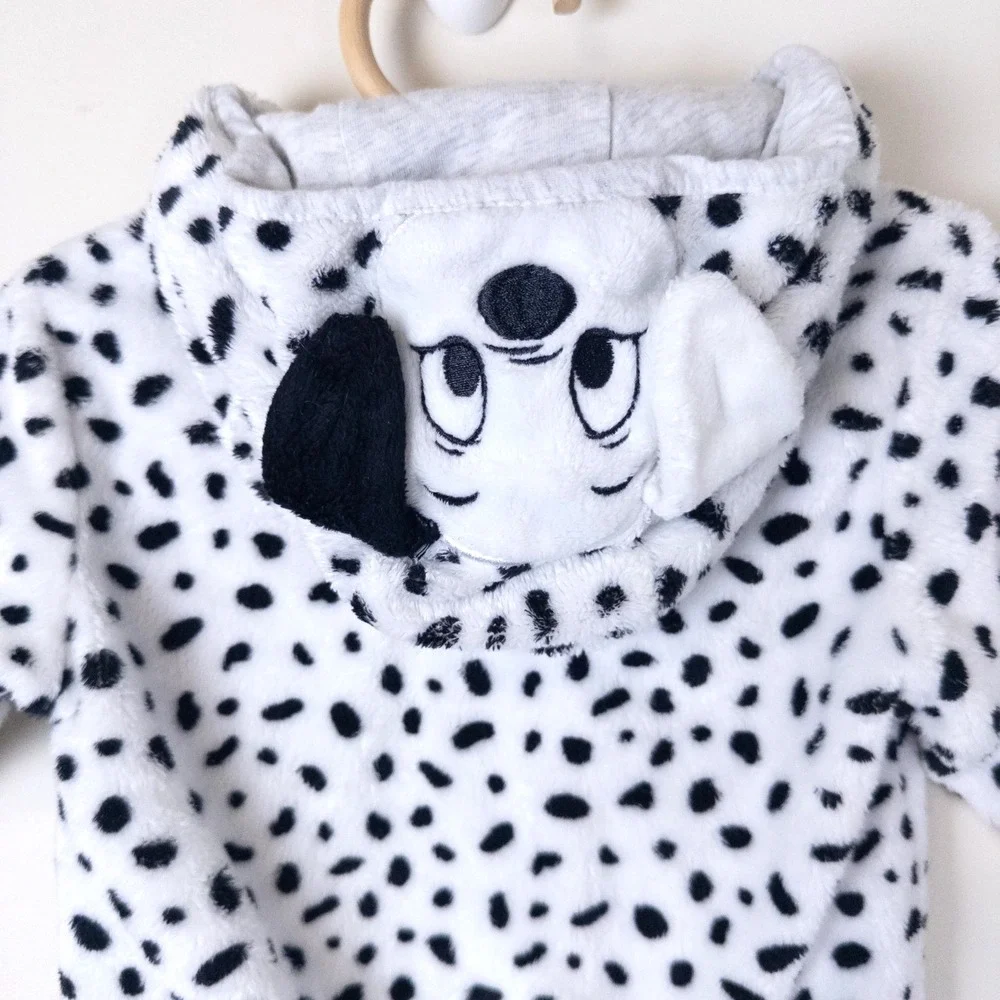 Disney Baby x‎ Primark 101 Dalmatians One Piece Zip Jumpsuit Black White 6-9m